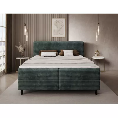 Kontinentales Bett mit Stauraum 160x200 CELINO - Dunkelgrün