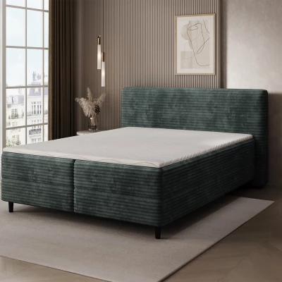 Kontinentales Bett mit Stauraum 160x200 CELINO - Dunkelgrün