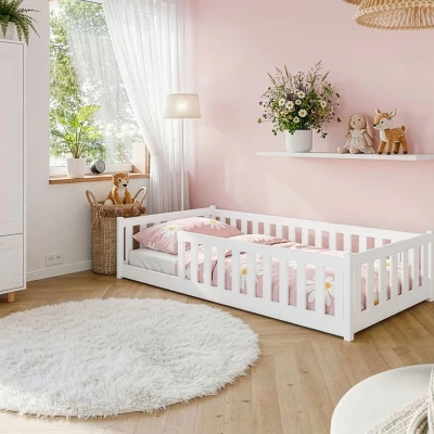 Kindereinzelbett 80x160 MAILA mit Barriere - weiß