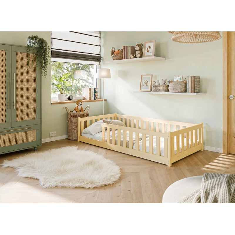 Kindereinzelbett 80x160 MAILA mit Rausfallschutz - Kiefer