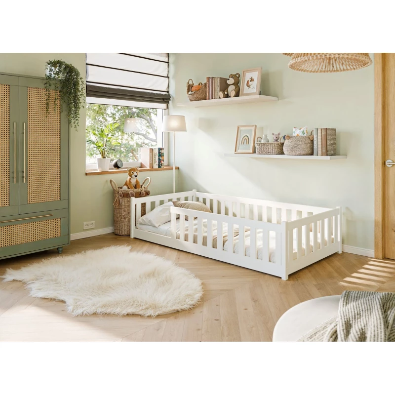 Kindereinzelbett 80x180 MAILA mit Barriere - weiß