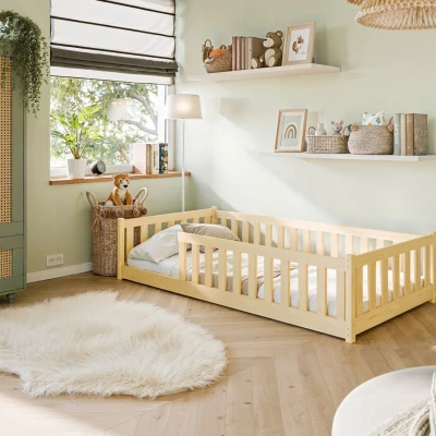 Kindereinzelbett 80x180 MAILA mit Rausfallschutz - Kiefer