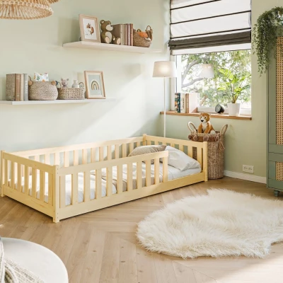 Kindereinzelbett 80x180 MAILA mit Rausfallschutz - Kiefer