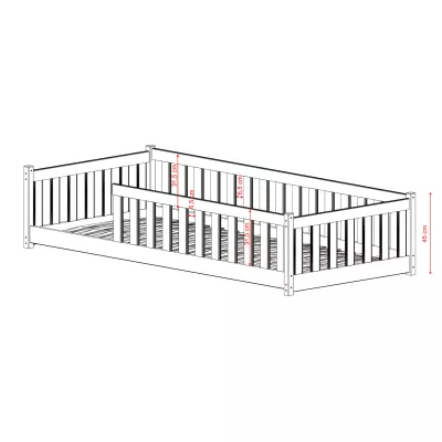 Kindereinzelbett 80x180 MAILA mit Rausfallschutz - Kiefer
