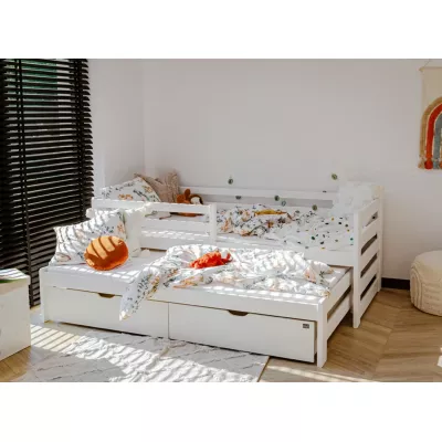 Kinderbett mit Zustellbett und Stauraum HERMIONA – 90x200, Weiß