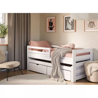 Kinderbett mit Zustellbett und Stauraum HERMIONA – 90x200, Weiß