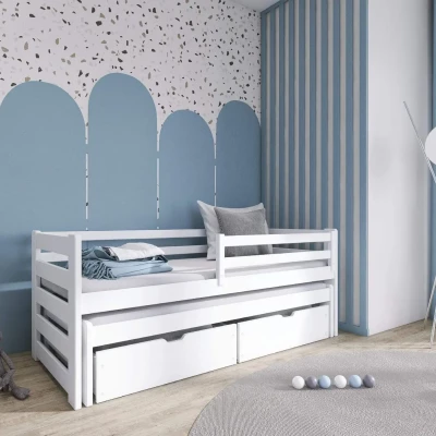 Kinderbett mit Zustellbett und Stauraum HERMIONA – 90x200, Weiß