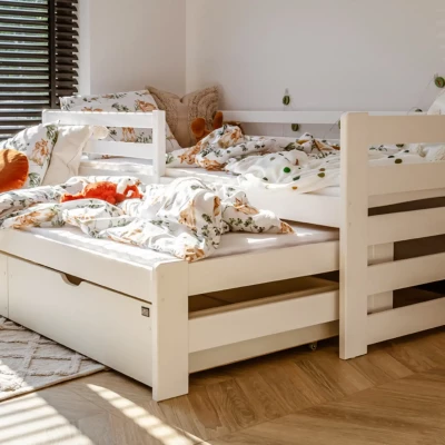 Kinderbett mit Zustellbett und Stauraum HERMIONA – 90x200, Weiß