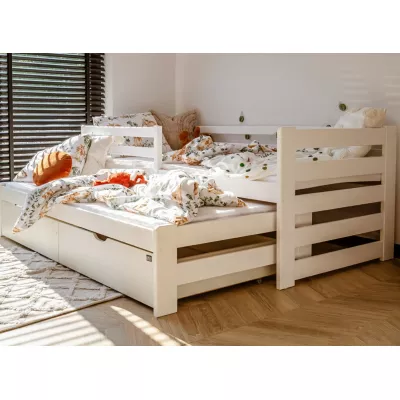 Kinderbett mit Zustellbett und Stauraum HERMIONA – 90x200, Weiß