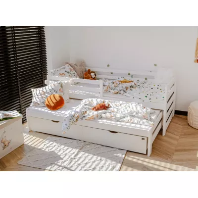 Kinderbett mit Zustellbett und Stauraum HERMIONA – 90x200, Weiß