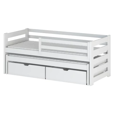 Kinderbett mit Zustellbett und Stauraum HERMIONA – 90x200, Weiß
