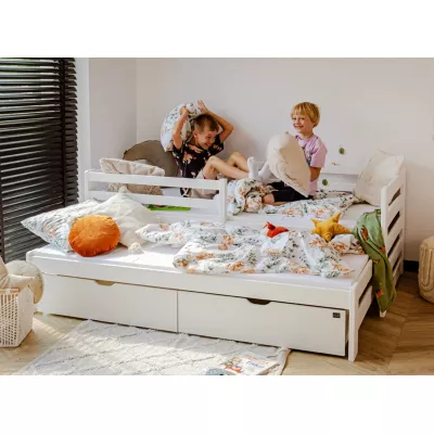 Kinderbett mit Zustellbett und Stauraum HERMIONA – 90x200, Weiß