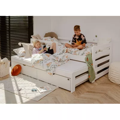 Kinderbett mit Zustellbett und Stauraum HERMIONA – 90x200, Weiß