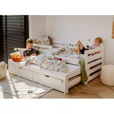 Kinderbett mit Zustellbett und Stauraum HERMIONA – 90x200, Weiß
