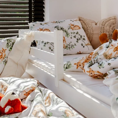 Kinderbett mit Zustellbett und Stauraum HERMIONA – 90x200, Weiß
