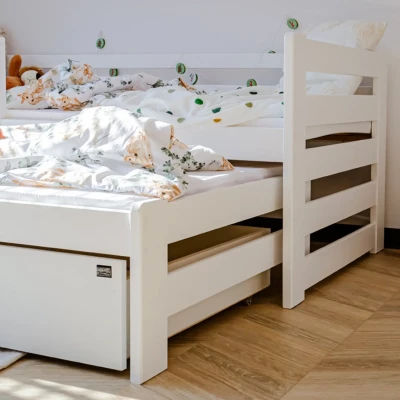 Kinderbett mit Zustellbett und Stauraum HERMIONA – 90x200, Weiß