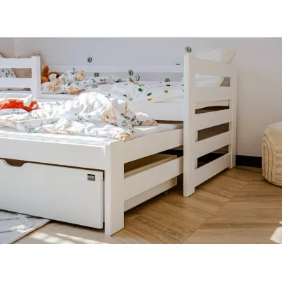 Kinderbett mit Zustellbett und Stauraum HERMIONA – 90x200, Weiß