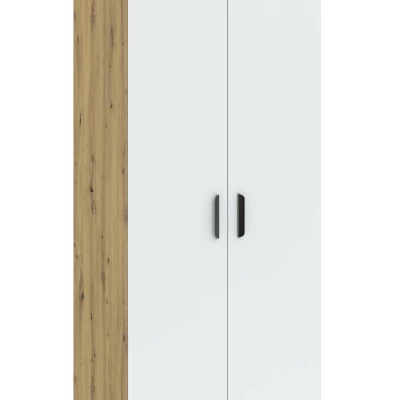 Zweitüriger Kleiderschrank 74 cm RICHLAND – Eiche handwerklich / Weiß