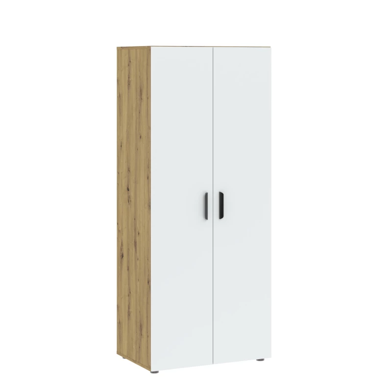 Zweitüriger Kleiderschrank 74 cm RICHLAND – Eiche handwerklich / Weiß