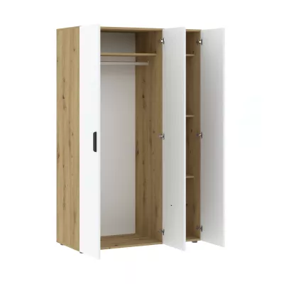 Dreitüriger Kleiderschrank 111 cm RICHLAND – Eiche handwerklich / Weiß