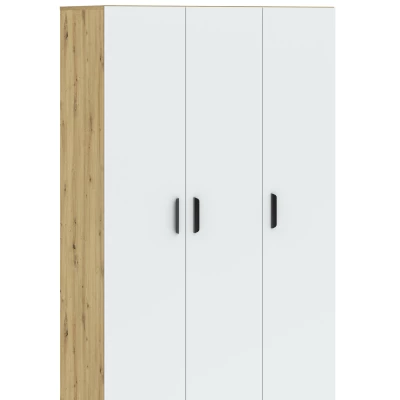 Dreitüriger Kleiderschrank 111 cm RICHLAND – Eiche handwerklich / Weiß