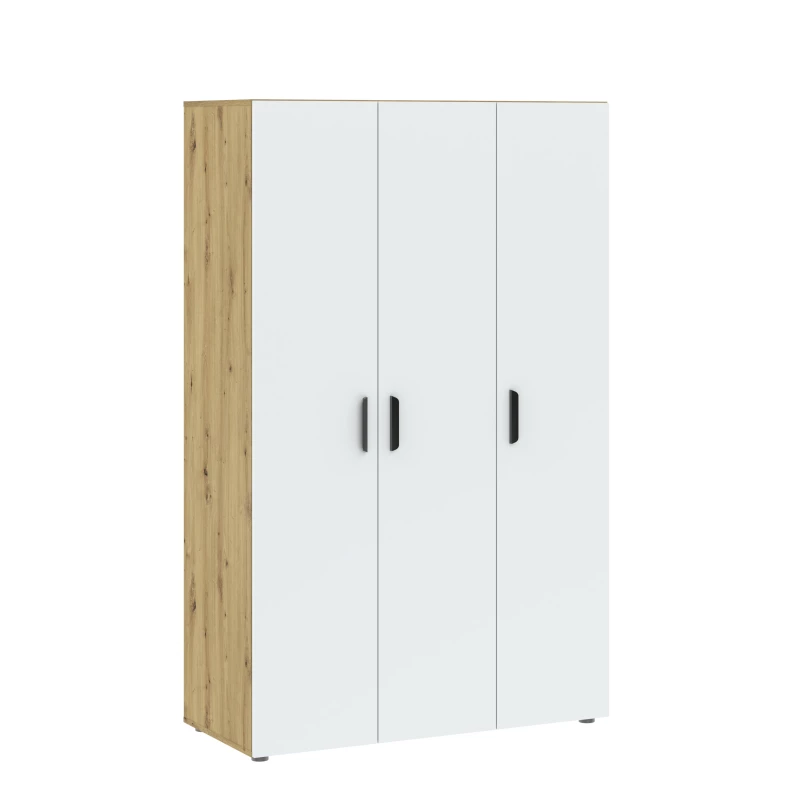 Dreitüriger Kleiderschrank 111 cm RICHLAND – Eiche handwerklich / Weiß
