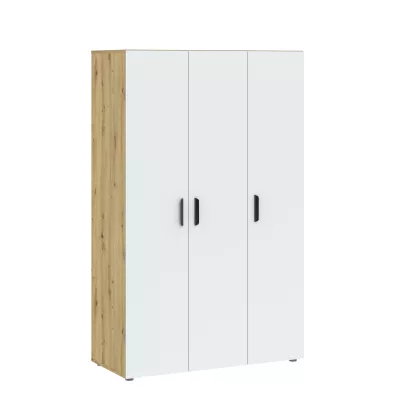 Dreitüriger Kleiderschrank 111 cm RICHLAND – Eiche handwerklich / Weiß
