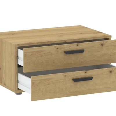Zweitüriger Kleiderschrank 74 cm mit Schubladen RICHLAND – Eiche, handgefertigt