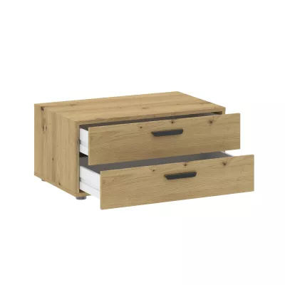 Zweitüriger Kleiderschrank 74 cm mit Schubladen RICHLAND – Eiche, handgefertigt