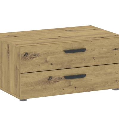Zweitüriger Kleiderschrank 74 cm mit Schubladen RICHLAND – Eiche, handgefertigt