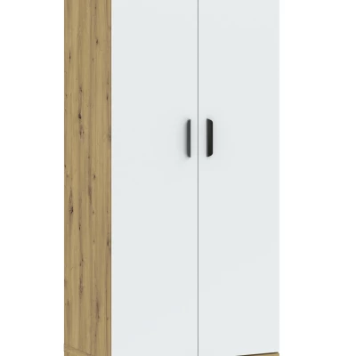 Zweitüriger Kleiderschrank 74 cm mit Schubladen RICHLAND – Eiche, handgefertigt