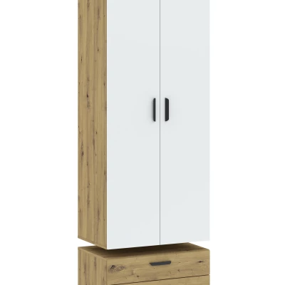Zweitüriger Kleiderschrank 74 cm mit Schubladen RICHLAND – Eiche, handgefertigt