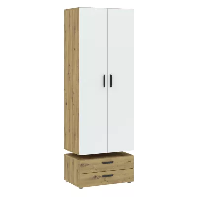 Zweitüriger Kleiderschrank 74 cm mit Schubladen RICHLAND – Eiche, handgefertigt