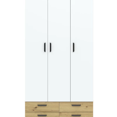 Dreitüriger Kleiderschrank 111 cm mit Schubladen RICHLAND – Eiche, handgefertigt