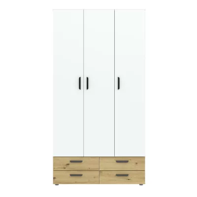 Dreitüriger Kleiderschrank 111 cm mit Schubladen RICHLAND – Eiche, handgefertigt