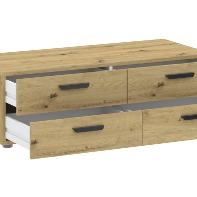 Dreitüriger Kleiderschrank 111 cm mit Schubladen RICHLAND – Eiche, handgefertigt
