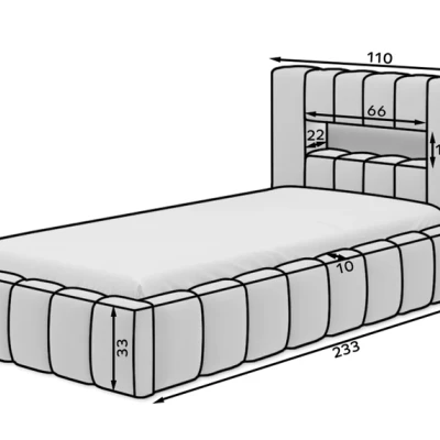 Einzelbett mit Polsterung 90x200 VEMIO 1 - braun