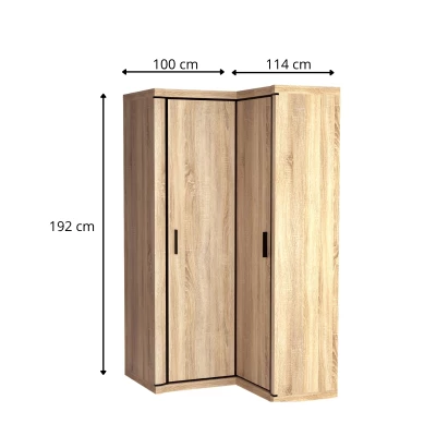 Eckschrank AIRA – Breite 100 cm, Sonoma-Eiche