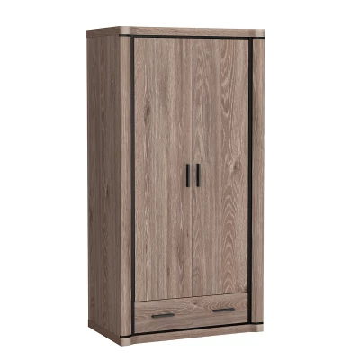 Zweitüriger Kleiderschrank AIRA – Breite 97 cm, Trüffeleiche
