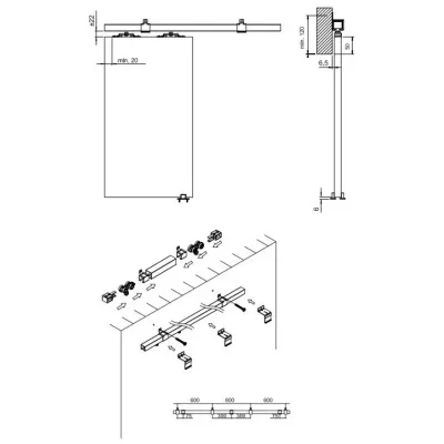 Schiebetür ILAS 6 – Breite 96 cm, Sonoma-Eiche