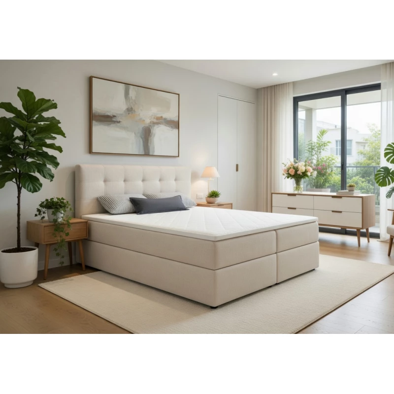 Doppelbett 180x200 mit Stauraum STIG 2 - beige