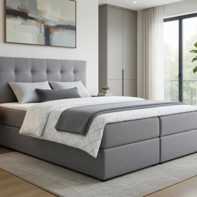 Doppelbett 180x200 mit Stauraum STIG 2 - grau