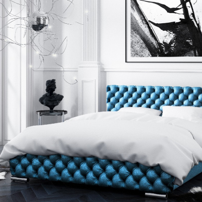 Gepolstertes Einzelbett Farida mit Stauraum Blau 120 x 200