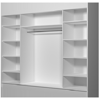 Moderner Kleiderschrank Alivia 250 cm, weiß mit Spiegel