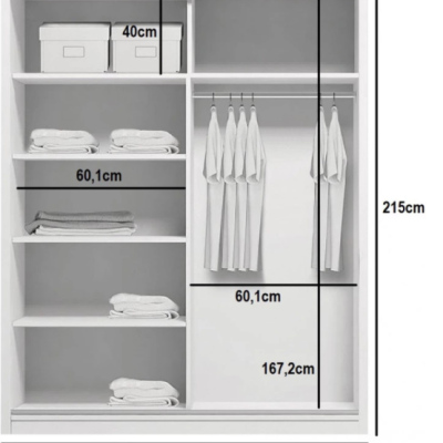 Kleiderschrank mit Spiegel EDUARDO, Breite 125 cm, Höhe 215 cm