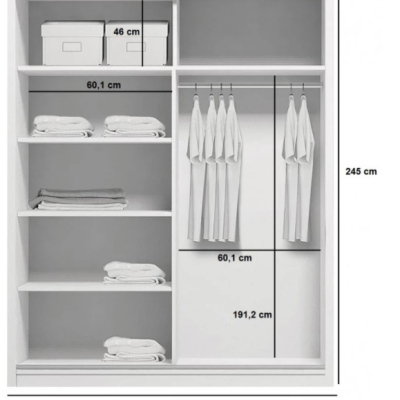 Kleiderschrank mit Spiegel GABRIEL, Breite 125 cm, Höhe 245 cm