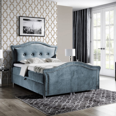 Magisches rustikales Bett Bradley Lux 120x200, graublau