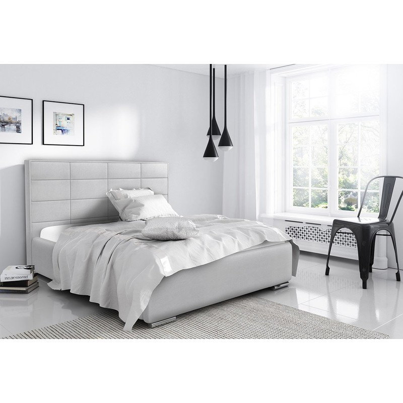 Elegantes Doppelbett Caffara 120x200, grau, feiner Bezugsstoff