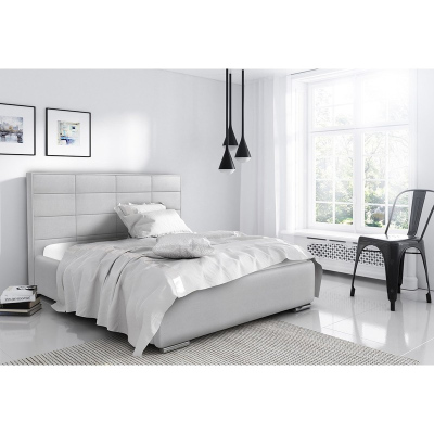 Elegantes Doppelbett Caffara 120x200, grau, feiner Bezugsstoff