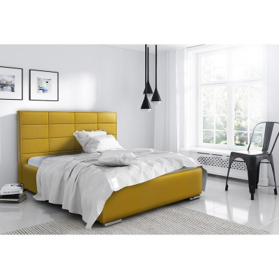 Elegantes Doppelbett Caffara 120x200, gelb, feiner Bezugsstoff